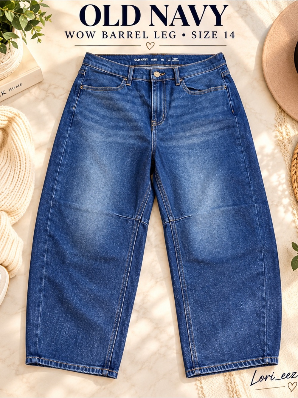 Old Navy Blue Barrel-Leg Wide Jeans